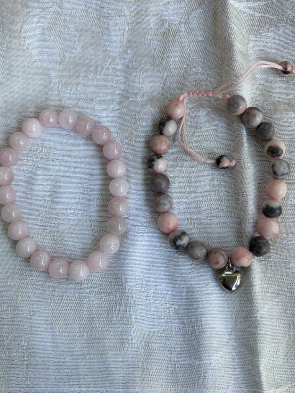 Pink Stone Bracelets 8mm pink opal and cherry blossom jasper beads 40 g - Picture 3 of 3